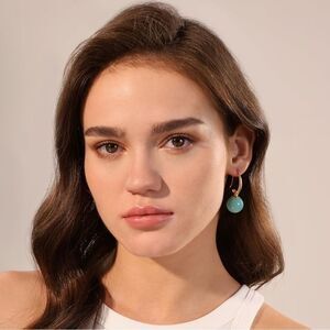 14K Gold Plated Hoop 18mm Large Balls Dangle  Hoop Earrings 18mm